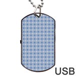 Argyle Light Blue Pattern Dog Tag USB Flash (One Side) Front