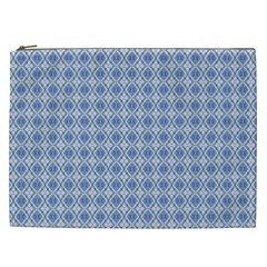 Argyle Light Blue Pattern Cosmetic Bag (xxl) by BrightVibesDesign