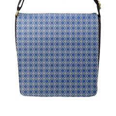 Argyle Light Blue Pattern Flap Closure Messenger Bag (L)