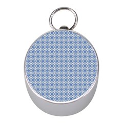 Argyle Light Blue Pattern Mini Silver Compasses