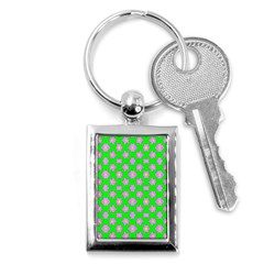 Modern Pink Flowers  On Green Key Chain (rectangle) by BrightVibesDesign