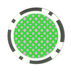 Modern Pink Flowers  On Green Poker Chip Card Guard by BrightVibesDesign