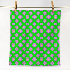 Modern Pink Flowers  On Green Face Towel by BrightVibesDesign