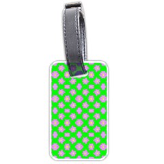 Modern Pink Flowers  On Green Luggage Tag (one Side)