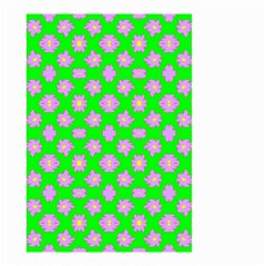 Modern Pink Flowers  On Green Small Garden Flag (two Sides) by BrightVibesDesign