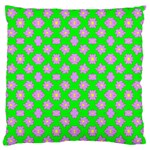 Modern Pink Flowers  On Green Standard Flano Cushion Case (One Side) Front