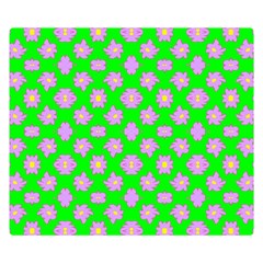 Modern Pink Flowers  On Green Double Sided Flano Blanket (small)  by BrightVibesDesign