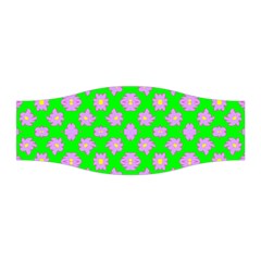 Modern Pink Flowers  On Green Stretchable Headband by BrightVibesDesign