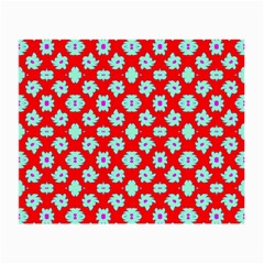 Modern Turquoise Flowers  On Red Small Glasses Cloth (2 Sides) by BrightVibesDesign