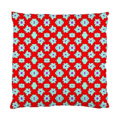 Modern Turquoise Flowers  On Red Standard Cushion Case (one Side) by BrightVibesDesign