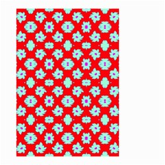 Modern Turquoise Flowers  On Red Small Garden Flag (two Sides) by BrightVibesDesign