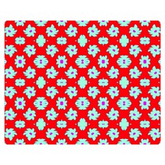 Modern Turquoise Flowers  On Red Double Sided Flano Blanket (medium)  by BrightVibesDesign