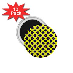 Modern Dark Blue Flowers On Yellow 1 75  Magnets (10 Pack) 