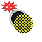 Modern Dark Blue Flowers On Yellow 1.75  Magnets (10 pack)  Front