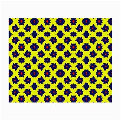 Modern Dark Blue Flowers On Yellow Small Glasses Cloth by BrightVibesDesign