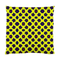 Modern Dark Blue Flowers On Yellow Standard Cushion Case (one Side) by BrightVibesDesign