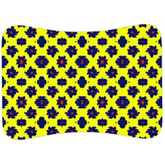 Modern Dark Blue Flowers On Yellow Velour Seat Head Rest Cushion by BrightVibesDesign