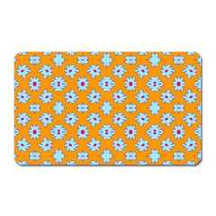 Modern Blue Flowers  On Orange Magnet (rectangular) by BrightVibesDesign