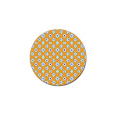 Modern Blue Flowers  On Orange Golf Ball Marker by BrightVibesDesign