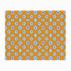 Modern Blue Flowers  On Orange Small Glasses Cloth by BrightVibesDesign