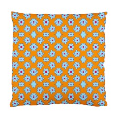 Modern Blue Flowers  On Orange Standard Cushion Case (one Side) by BrightVibesDesign