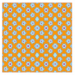 Modern Blue Flowers  On Orange Large Satin Scarf (square) by BrightVibesDesign