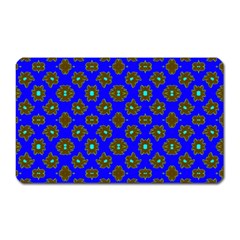 Modern Brown Flowers On Blue Magnet (rectangular) by BrightVibesDesign