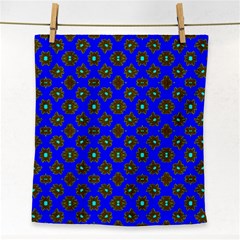 Modern Brown Flowers On Blue Face Towel by BrightVibesDesign