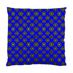 Modern Brown Flowers On Blue Standard Cushion Case (two Sides) by BrightVibesDesign