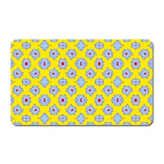 Modern Blue Flowers  On Yellow Magnet (rectangular) by BrightVibesDesign