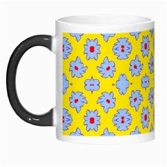 Modern Blue Flowers  On Yellow Morph Mugs by BrightVibesDesign