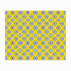 Modern Blue Flowers  On Yellow Small Glasses Cloth by BrightVibesDesign