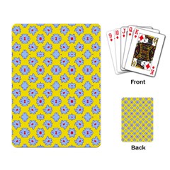 Modern Blue Flowers  On Yellow Playing Cards Single Design (rectangle) by BrightVibesDesign