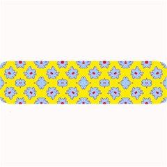 Modern Blue Flowers  On Yellow Large Bar Mats by BrightVibesDesign