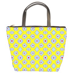 Modern Blue Flowers  On Yellow Bucket Bag by BrightVibesDesign