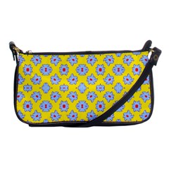 Modern Blue Flowers  On Yellow Shoulder Clutch Bag by BrightVibesDesign