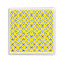 Modern Blue Flowers  On Yellow Memory Card Reader (square) by BrightVibesDesign