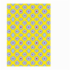 Modern Blue Flowers  On Yellow Small Garden Flag (two Sides) by BrightVibesDesign