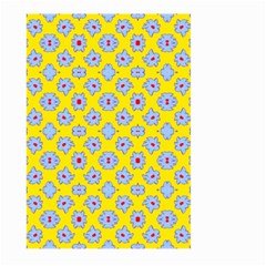 Modern Blue Flowers  On Yellow Large Garden Flag (two Sides) by BrightVibesDesign