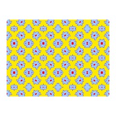 Modern Blue Flowers  On Yellow Double Sided Flano Blanket (mini)  by BrightVibesDesign