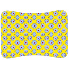 Modern Blue Flowers  On Yellow Velour Seat Head Rest Cushion by BrightVibesDesign