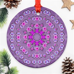 Beautiful Floral Wreaths And Flowers Around The Earth Ornament (round) by pepitasart