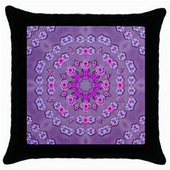 Beautiful Floral Wreaths And Flowers Around The Earth Throw Pillow Case (black) by pepitasart