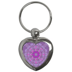 Beautiful Floral Wreaths And Flowers Around The Earth Key Chain (heart) by pepitasart