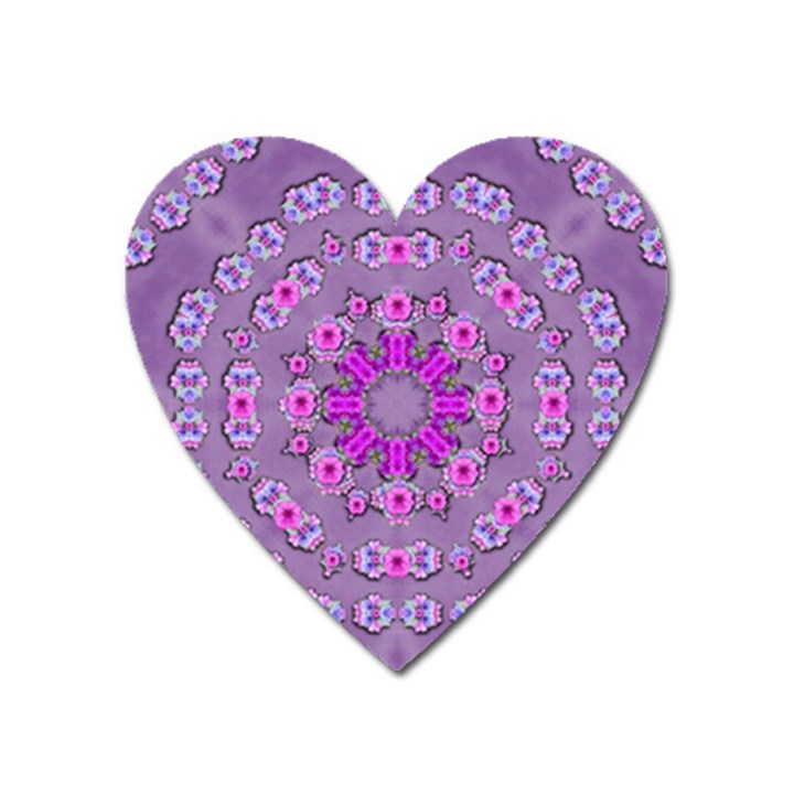 Beautiful Floral Wreaths And Flowers Around The Earth Heart Magnet