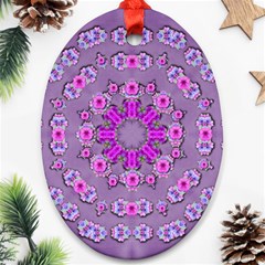 Beautiful Floral Wreaths And Flowers Around The Earth Oval Ornament (two Sides) by pepitasart