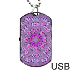 Beautiful Floral Wreaths And Flowers Around The Earth Dog Tag Usb Flash (two Sides) by pepitasart