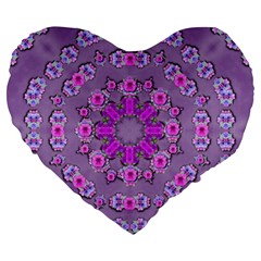 Beautiful Floral Wreaths And Flowers Around The Earth Large 19  Premium Flano Heart Shape Cushions by pepitasart