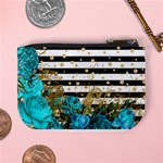 Teal Rose Stripes Coin Change Purse Back