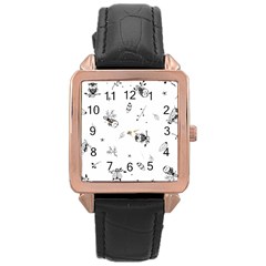 Wise And Big Eyes Rose Gold Leather Watch  by WensdaiAmbrose